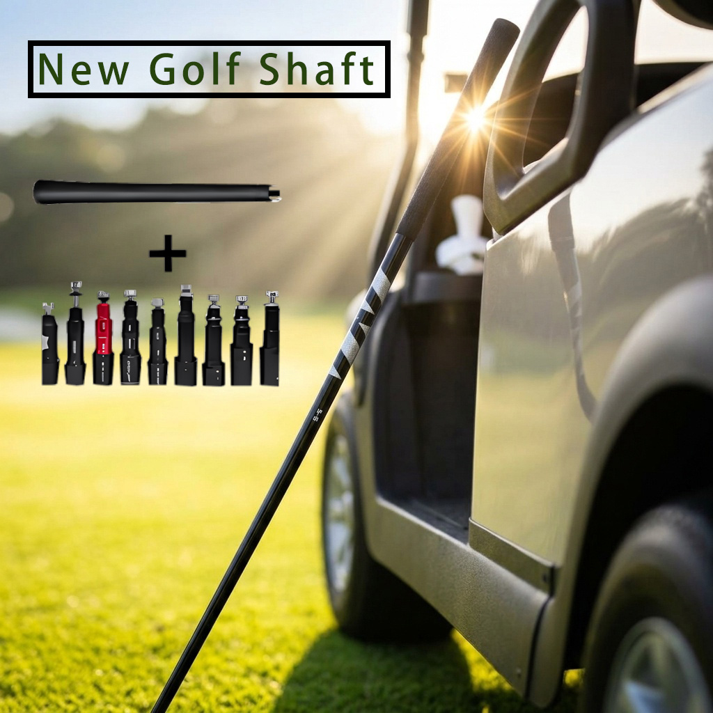 Golf Equipment Competitions - 新しいゴルフクラブシャフト（45インチ）：プロ競技グレードの高弾性グラファイト素材製、0.335インチの標準クラブヘッドエンドインターフェース搭載、スタイリッシュなブラック仕上げ（アダプターとグリップ付き）